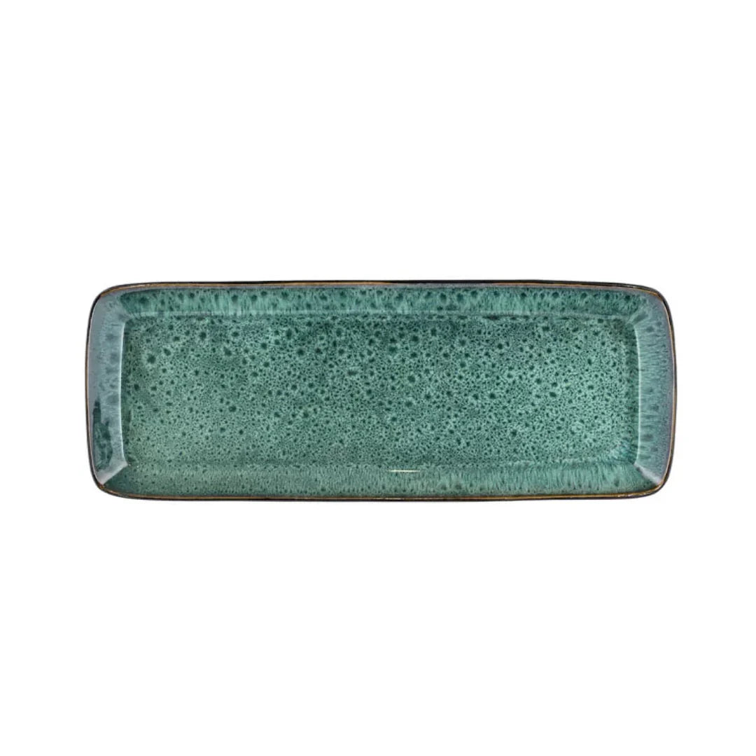 Bitz living Stoneware Dish 14x38 cm Black, Green